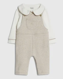 Baby Beige Dungaree Set