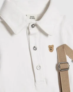 Baby Boys Beige Bear Polo Shorts Set