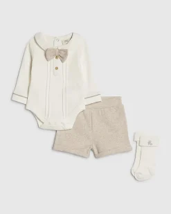 Baby Boys Beige Bodysuit Set
