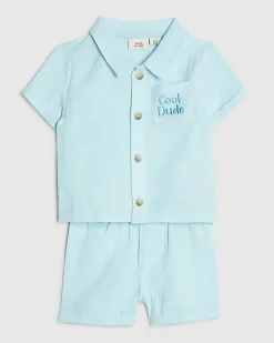 Baby Boys Blue Cool Dude Shirt Set