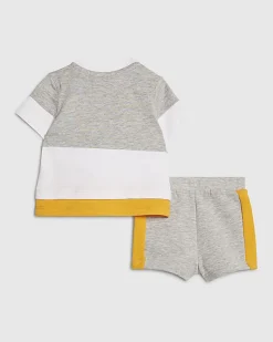 Baby Boys Grey Colour Blocked Shorts Set