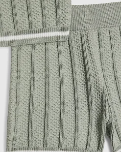 Baby Boys Khaki Knitted Polo Set