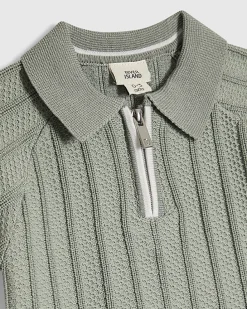 Baby Boys Khaki Knitted Polo Set