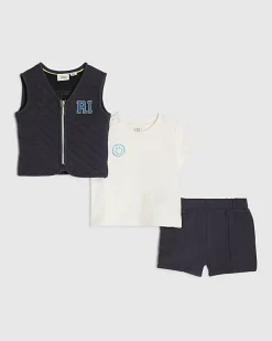 Baby Boys Navy Quilted Gilet Set