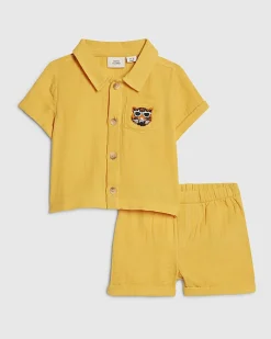 Baby Boys Orange Tiger Cheesecloth Shirt Set