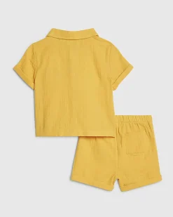 Baby Boys Orange Tiger Cheesecloth Shirt Set