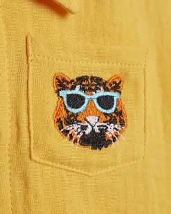 Baby Boys Orange Tiger Cheesecloth Shirt Set
