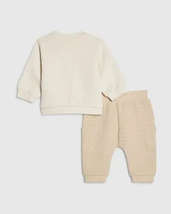 Baby Cream Super Cute Bear Sweat Set