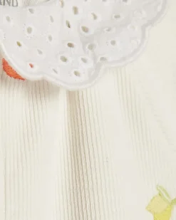 Baby Girls Beige Collared Fruit Romper