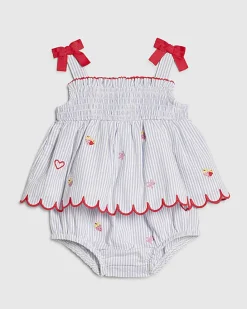 Baby Girls Blue Stripe Fruit Top Set