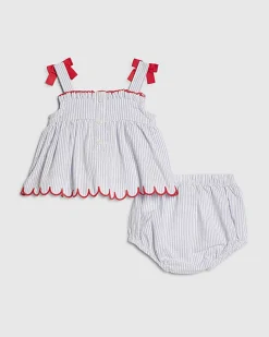 Baby Girls Blue Stripe Fruit Top Set