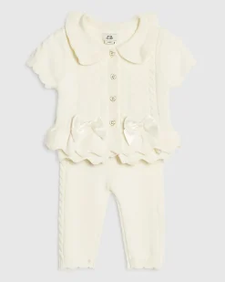 Baby Girls Cream Peplum Cardigan Set