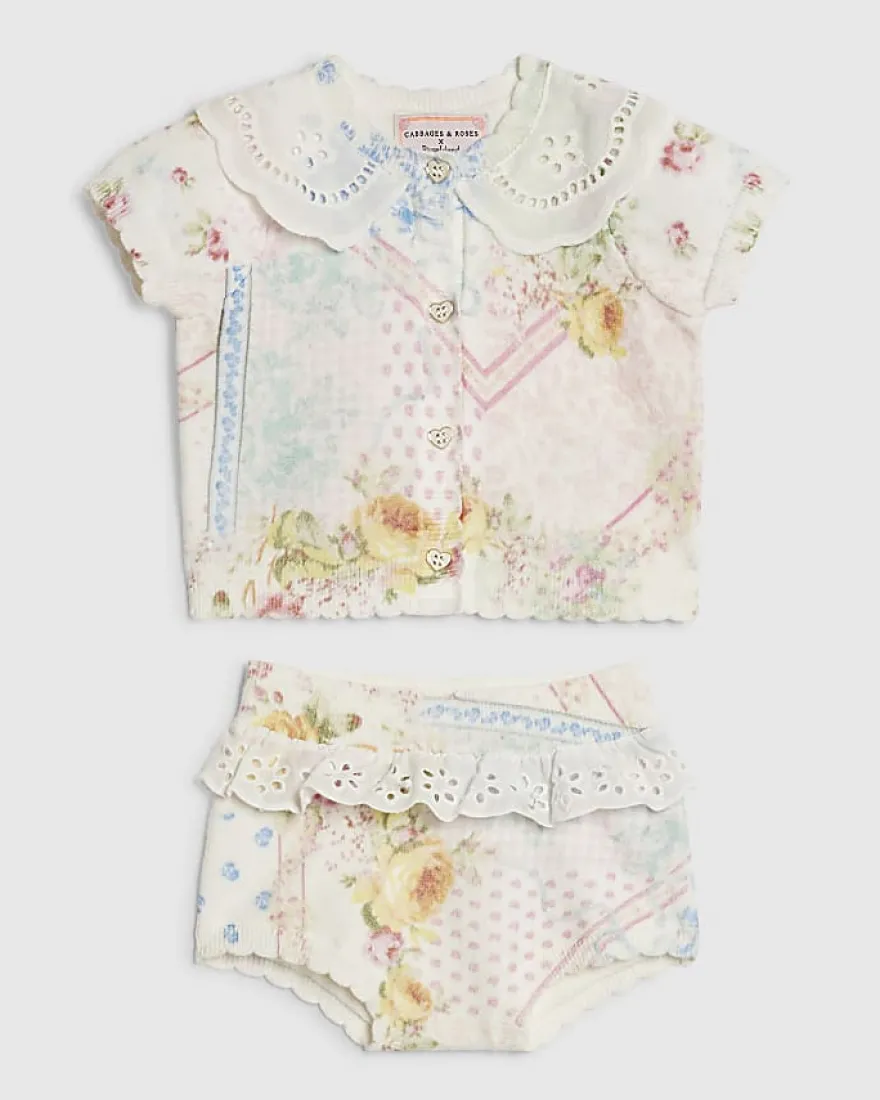 Baby Girls Floral Patchwork Knit Set