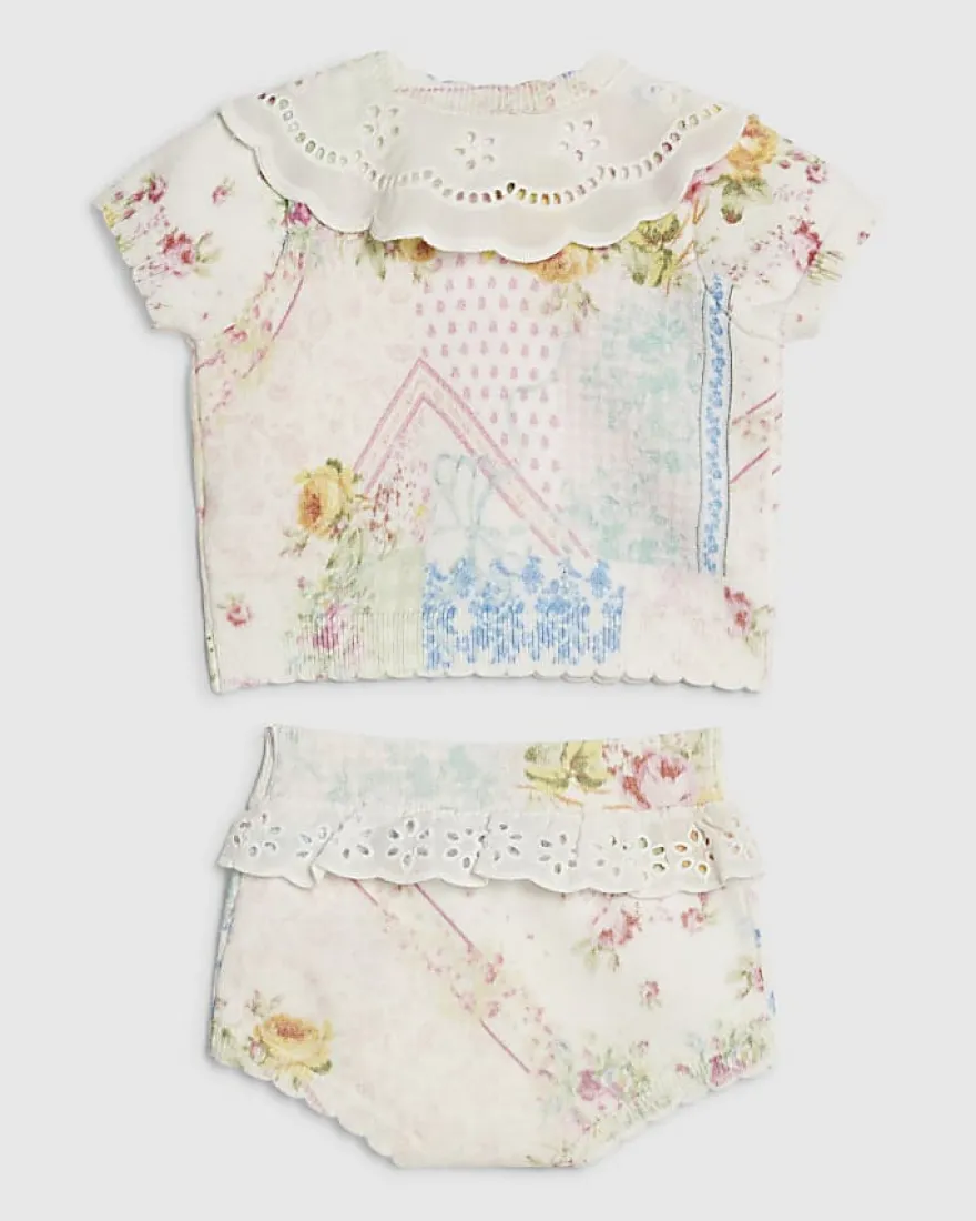 Baby Girls Floral Patchwork Knit Set