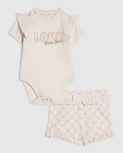 Baby Girls Pink Love Bodysuit Set