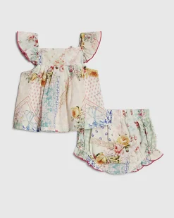 Baby Girls Pink Patchwork Cotton Bloomer Set
