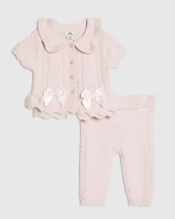 Baby Girls Pink Peplum Cardigan Set