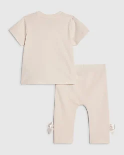Baby Girls Pink Satin Bow T-Shirt Set
