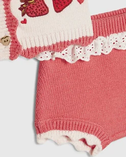 Baby Girls Pink Strawberry Cardigan Set