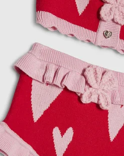 Baby Girls Red Heart Knitted Set