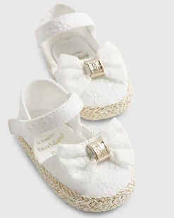Baby Girls White Broderie Espadrilles