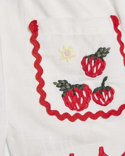 Baby Girls White Strawberry Peplum Blouse Set