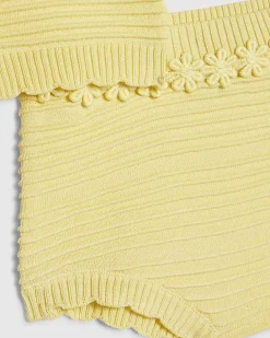 Baby Girls Yellow Daisy Cardigan Shorts Set