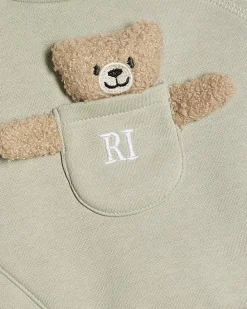 Baby Khaki Bear Pocket Sweatshirt Set