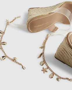 Beige Anklet Perspex Wedges