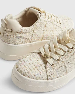 Beige Boucle Platform Trainers