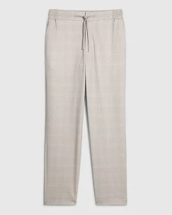 Beige Check Slim Elasticated Smart Joggers