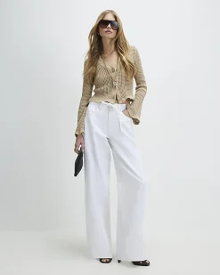 Beige Crochet Knitted Cardigan