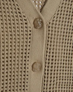 Beige Crochet Knitted Cardigan
