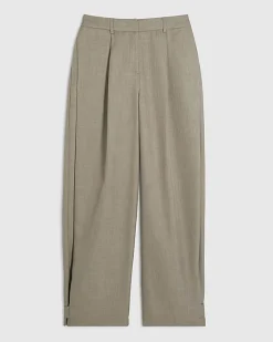 Beige Cross Hatch Barrel Trousers