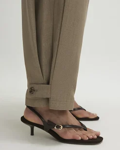 Beige Cross Hatch Barrel Trousers