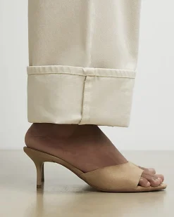 Beige Faux Suede Mule Kitten Heels