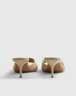 Beige Faux Suede Mule Kitten Heels