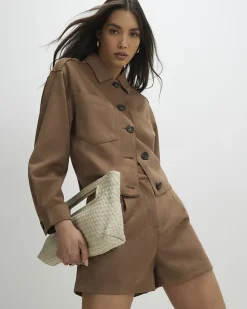 Beige Faux Suede Overshirt