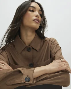 Beige Faux Suede Overshirt
