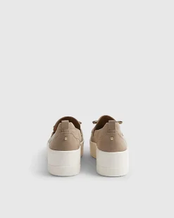 Beige Faux Suede Platform Tassel Trainers
