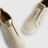 Beige Faux Suede Scalloped Slip On Trainers