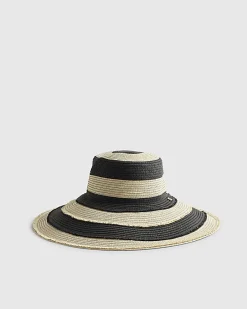 Beige Floppy Stripe Hat