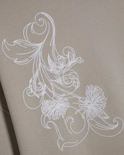 Beige Floral Embroidered Midweight T-Shirt