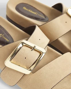 Beige Hardware Footbed Sandals