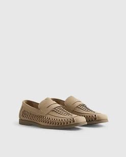 Beige Interweave Loafers