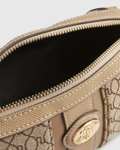 Beige Jacquard Monogram Mini Barrel Bag
