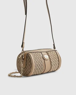 Beige Jacquard Monogram Mini Barrel Bag