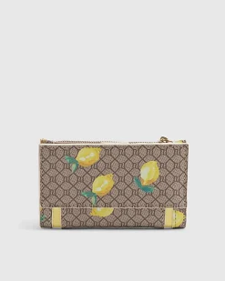 Beige Lemon Monogram Print Mini Purse
