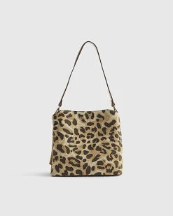 Beige Leopard Jacquard Bucket Bag
