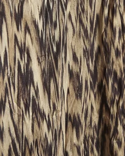 Beige Leopard Print Crinkle Plisse Top